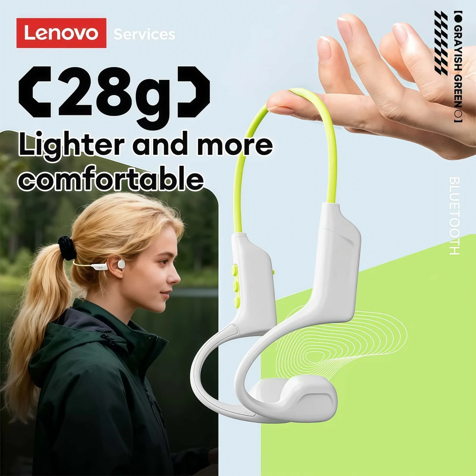 Lenovo S102 Earphones Bone Con - Bone Conduction Running Headphones review and price