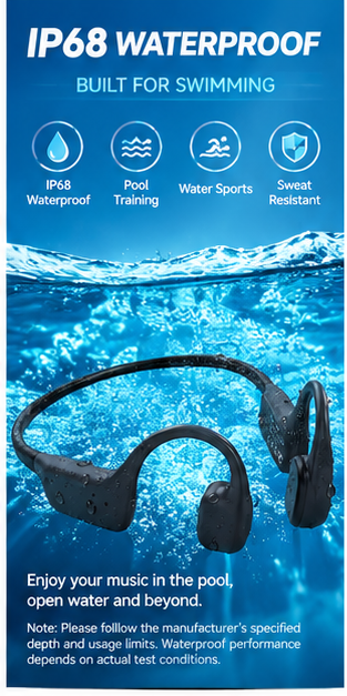 IP68 Waterproof Swimming Bone  - Bone Conduction Running Headphones review and price