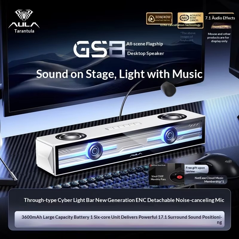 AULA GS8 Gaming Speaker Deskto - Rgb Computer Soundbar For Pc review and price