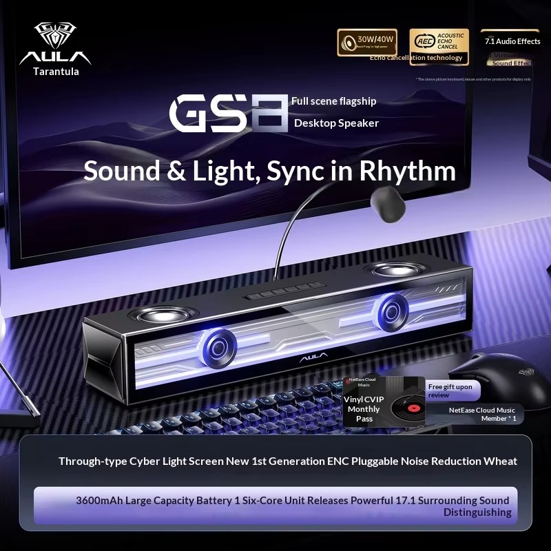 AULA GS8 Gaming Speaker Deskto - Rgb Computer Soundbar For Pc review and price