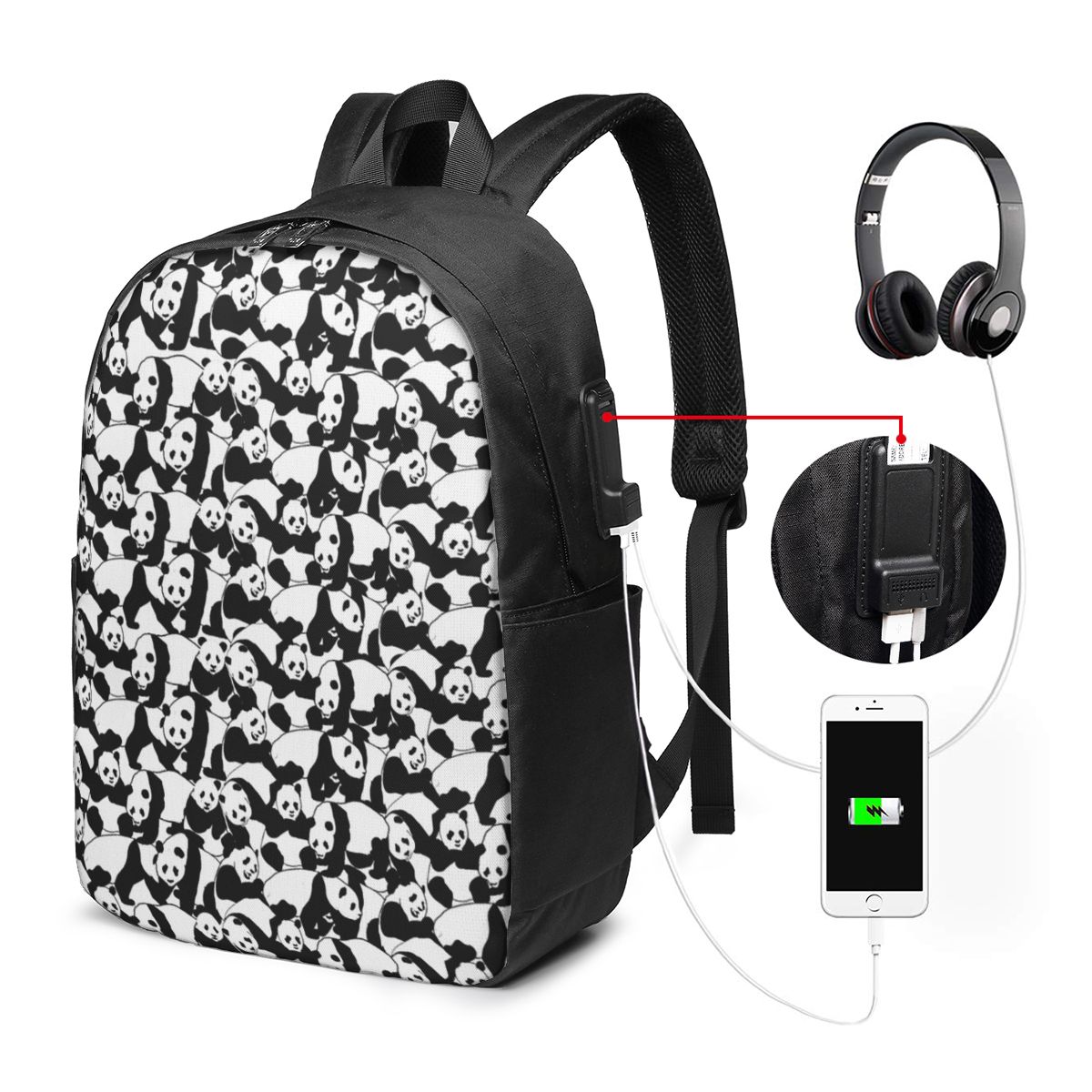 Panda Pattern Backpack Travel  - Laptops review and price